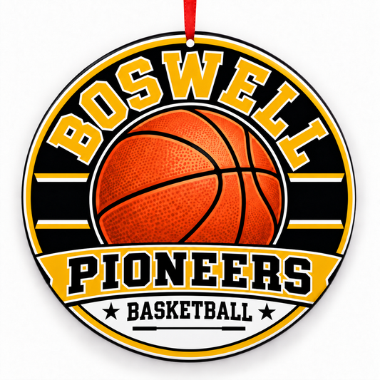 Boswell High School Pioneers basketball Christmas ornament