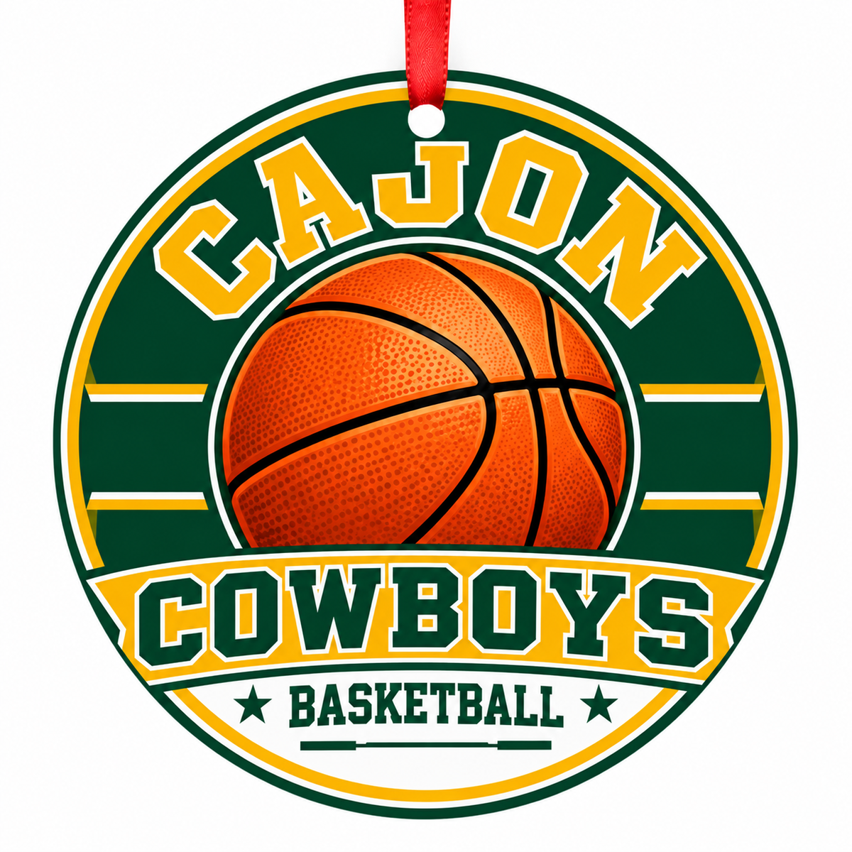 Cajon High Cowboys basketball Christmas ornament mockup