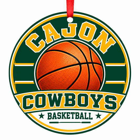 Cajon High Cowboys basketball Christmas ornament mockup
