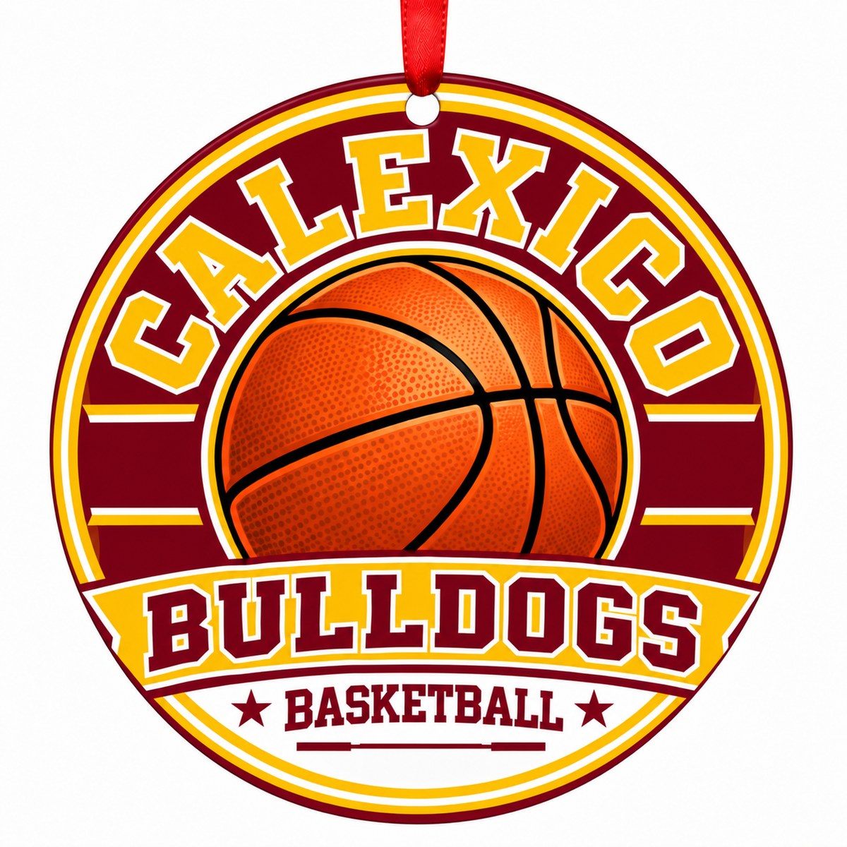 Calexico High Bulldogs basketball Christmas ornament mockup