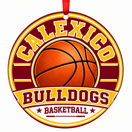 Calexico High Bulldogs basketball Christmas ornament mockup