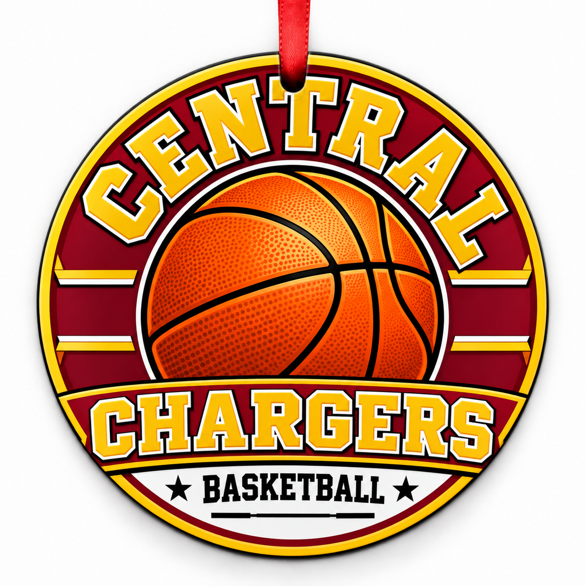 Central High School Chargers basketball Christmas ornament