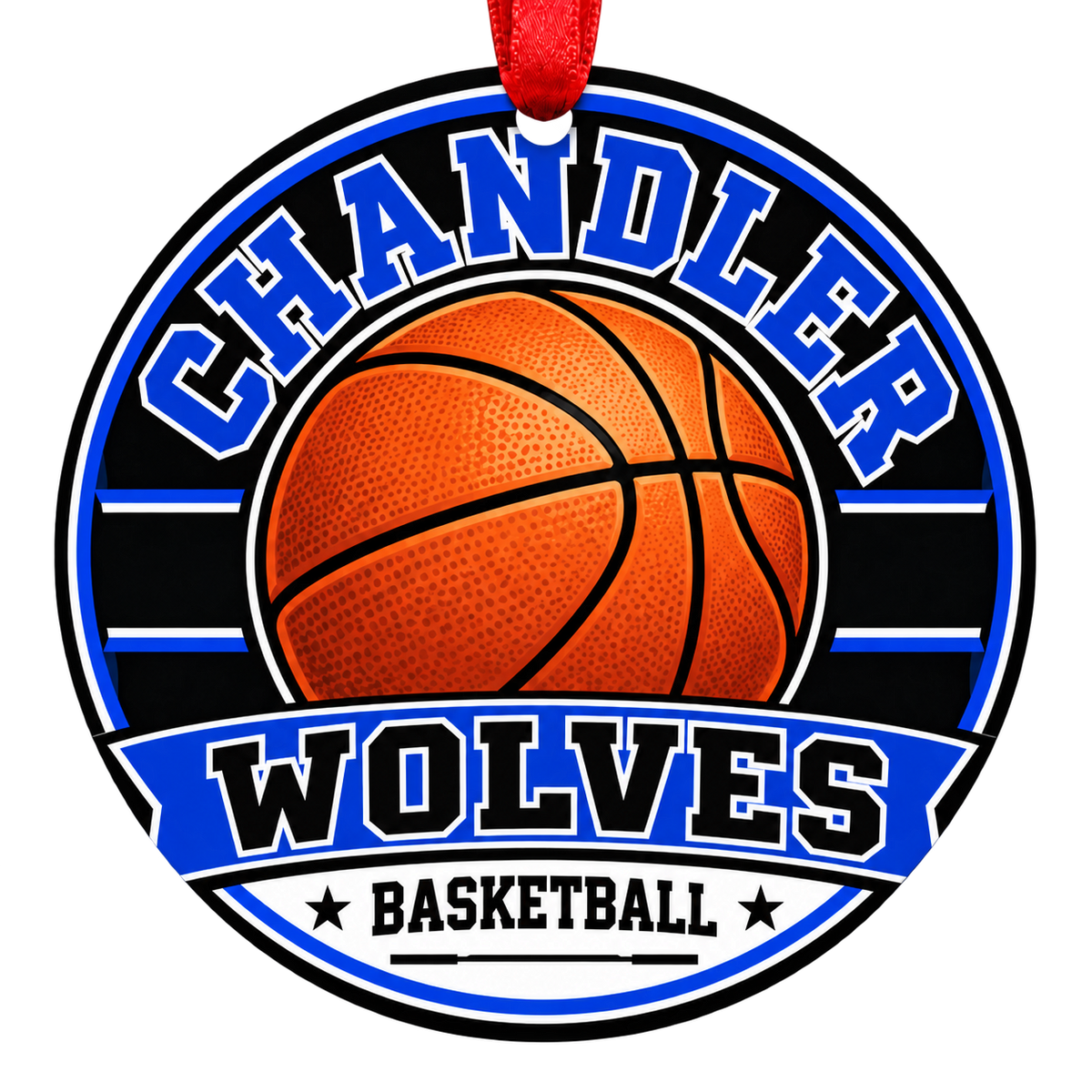 Chandler Wolves basketball Christmas ornament, Classic design, Chandler, Arizona