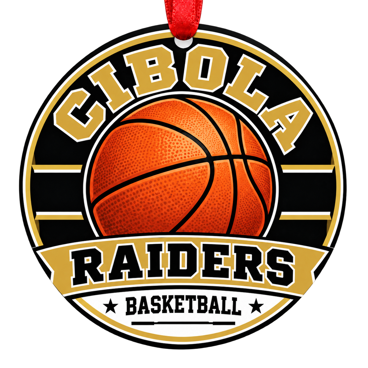 Cibola Raiders basketball Christmas ornament, Classic design, Yuma, Arizona