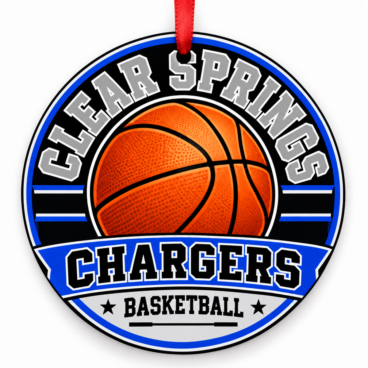Clear Springs High School Chargers basketball Christmas ornament