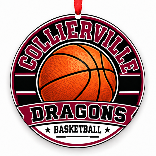 Collierville High School Dragons basketball Christmas ornament mockup