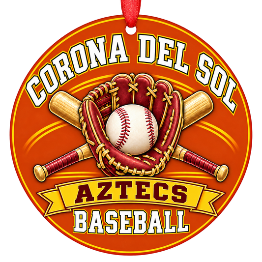 Corona Del Sol Aztecs baseball Christmas ornament, Glove and Bats design, Tempe, Arizona