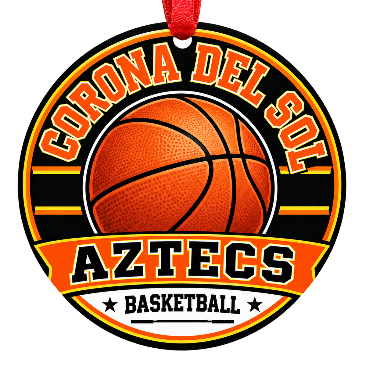 Corona Del Sol Aztecs basketball Christmas ornament, Classic design, Tempe, Arizona
