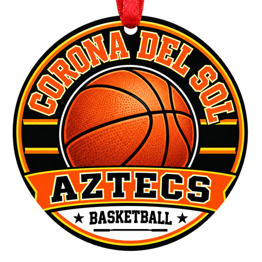 Corona Del Sol Aztecs basketball Christmas ornament, Classic design, Tempe, Arizona