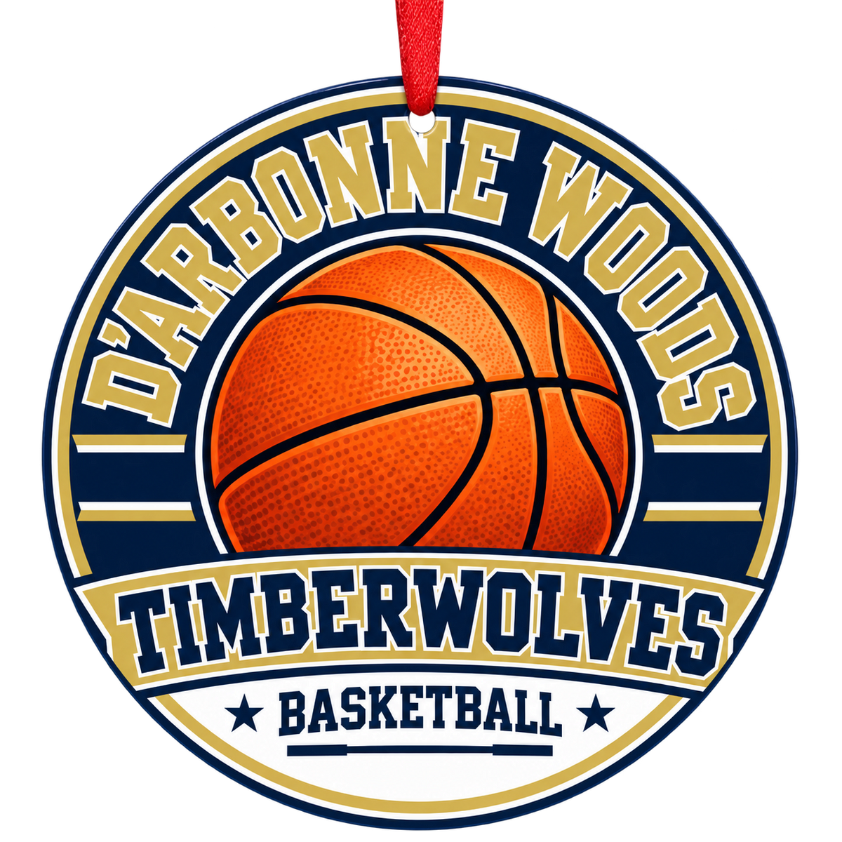D’Arbonne Woods Timberwolves basketball Christmas ornament