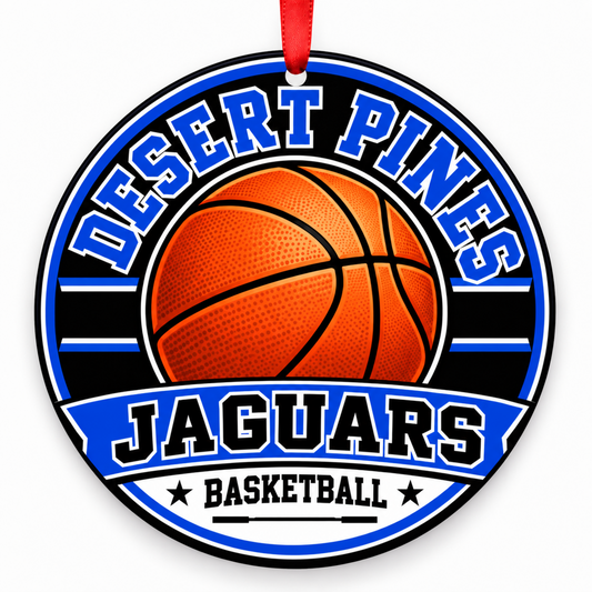 Desert Pines High School Jaguars basketball Christmas ornament mockup