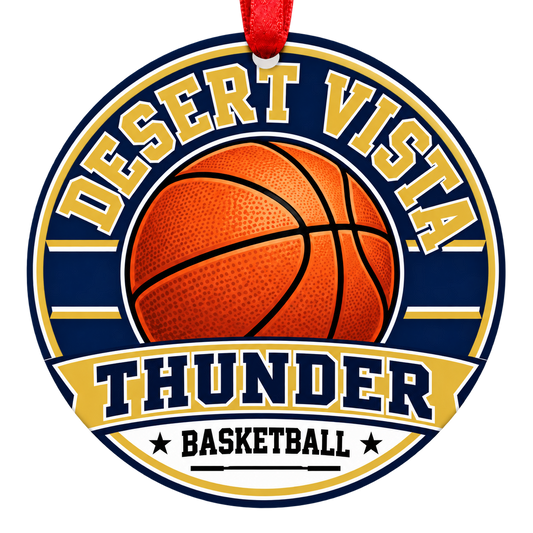 Desert Vista Thunder basketball Christmas ornament, Classic design, Phoenix, Arizona