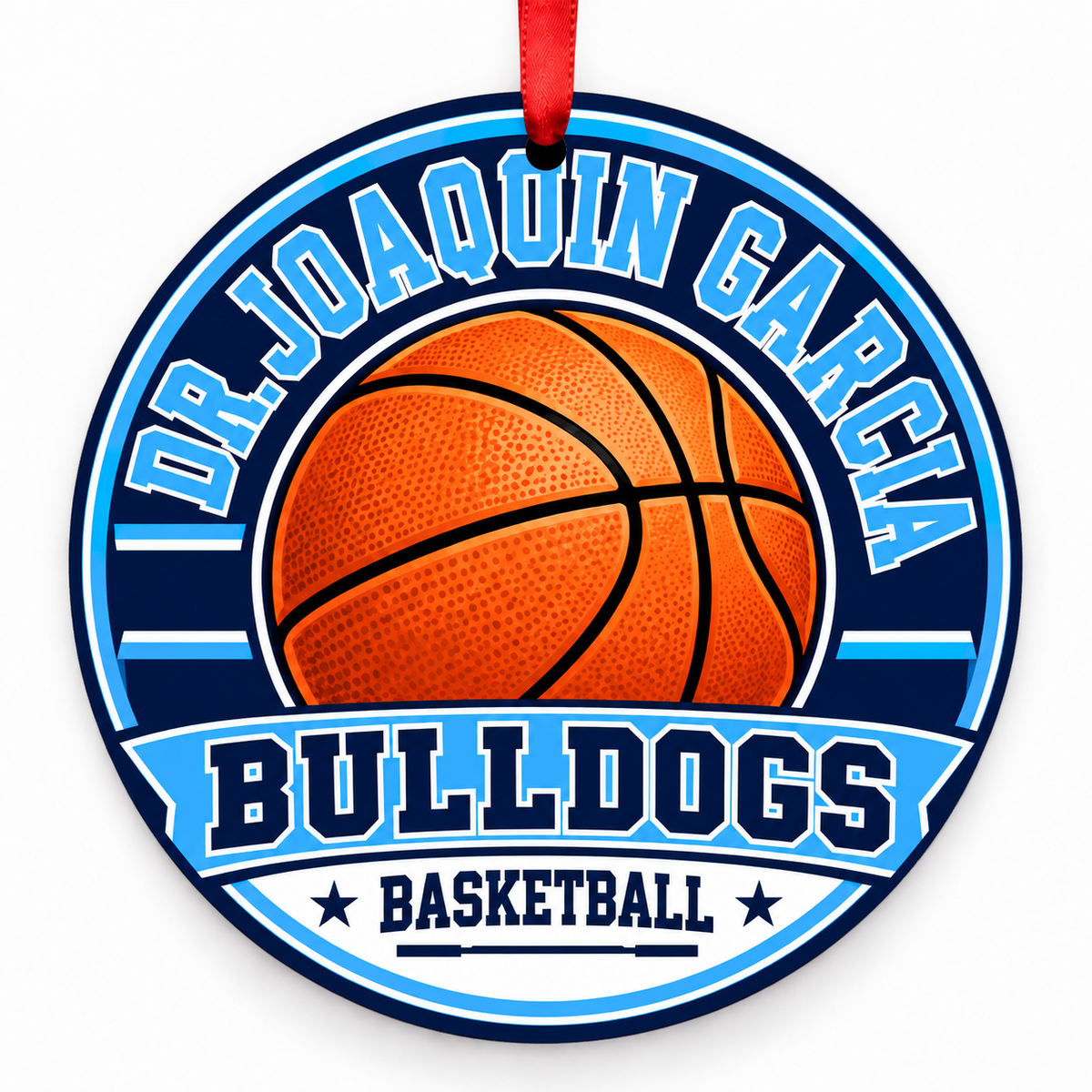 Dr. Joaquin Garcia High School Bulldogs basketball Christmas ornament