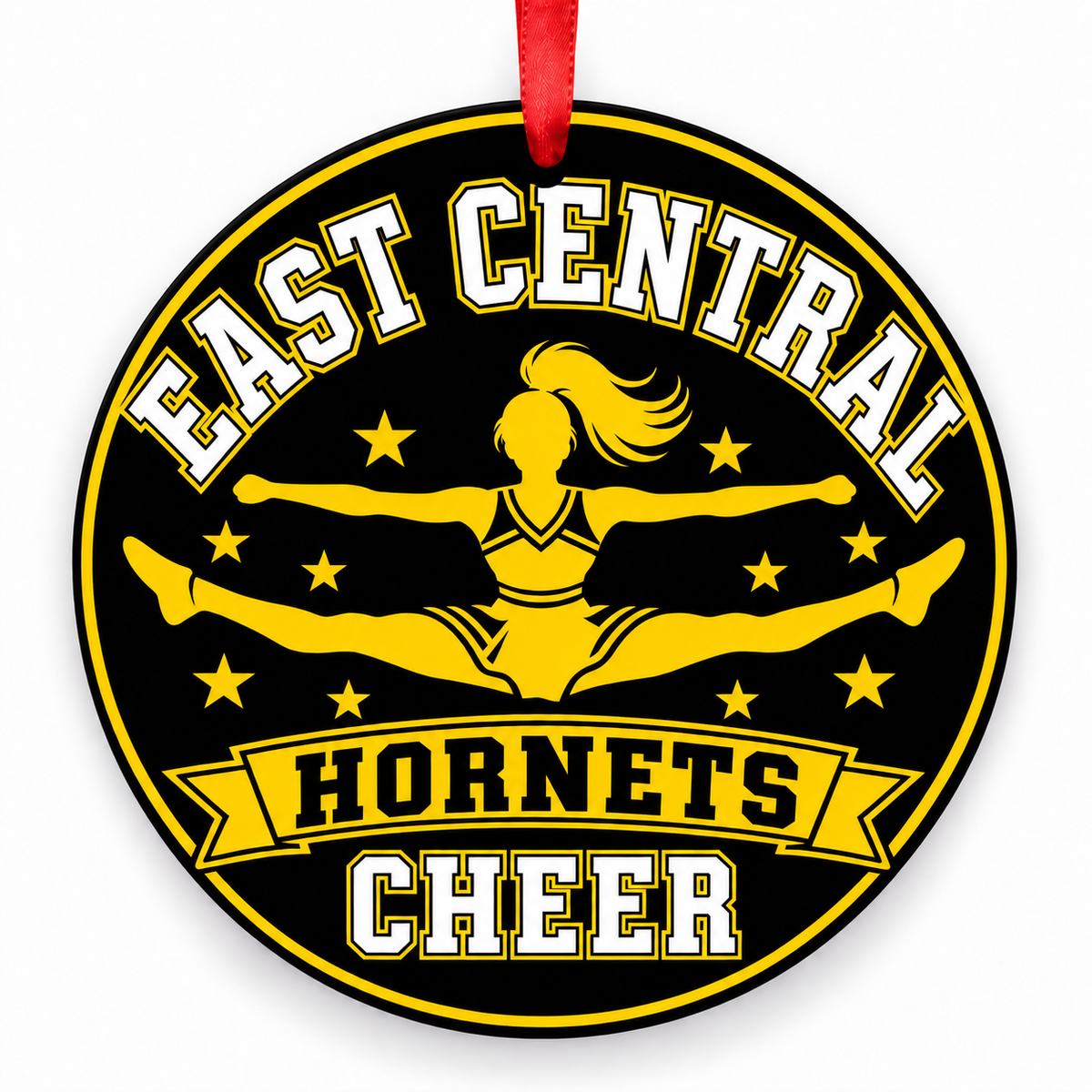 East Central High School Hornets cheer ornament – Toe-Touch Jump