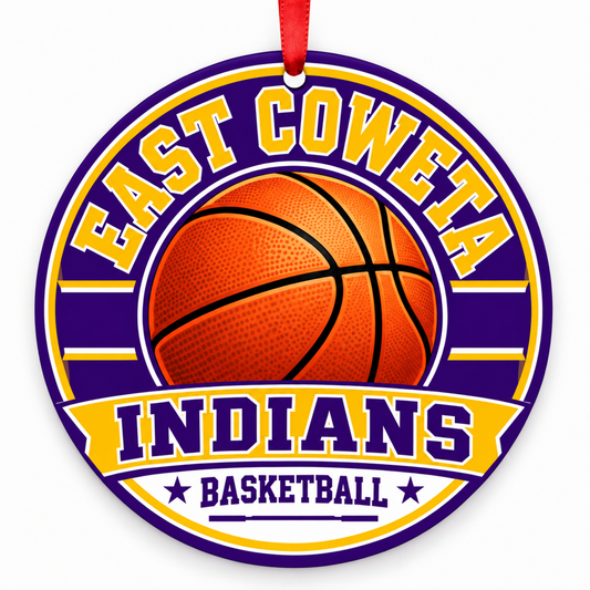 East Coweta High School Indians basketball Christmas ornament mockup
