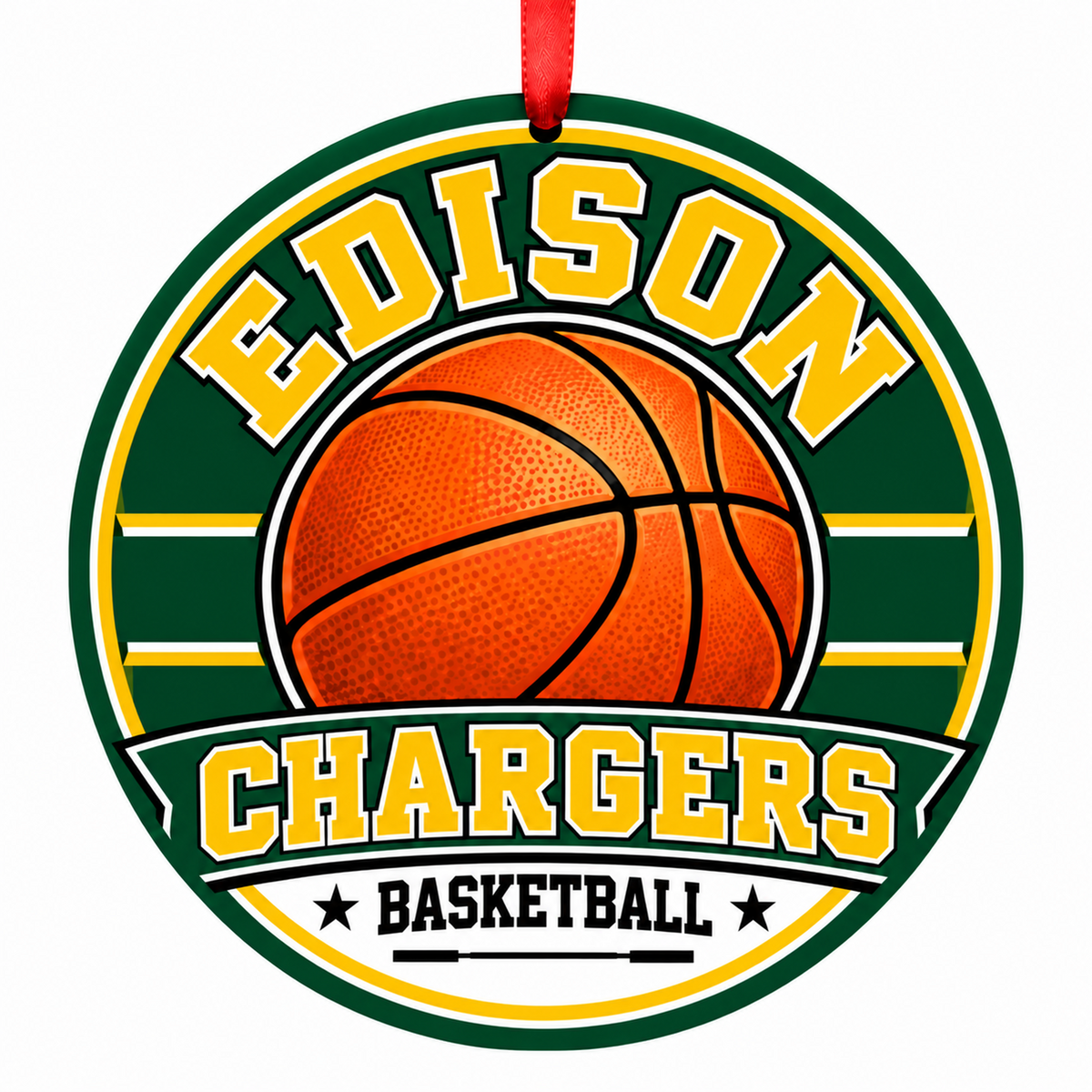 Edison High Chargers basketball Christmas ornament