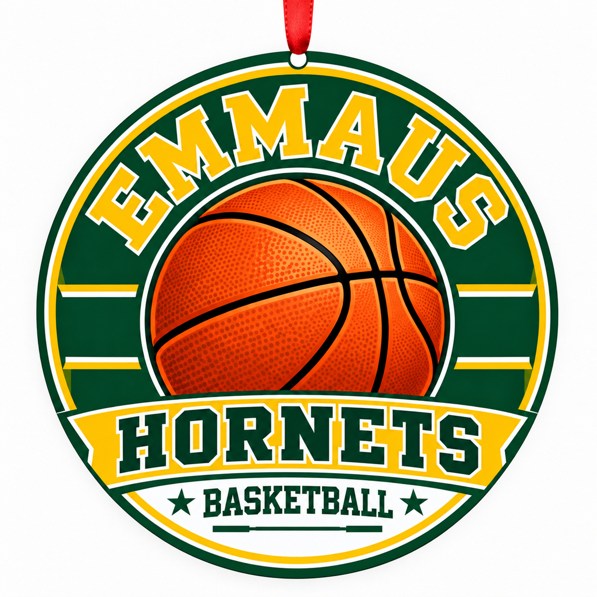 Emmaus High School Hornets basketball Christmas ornament mockup