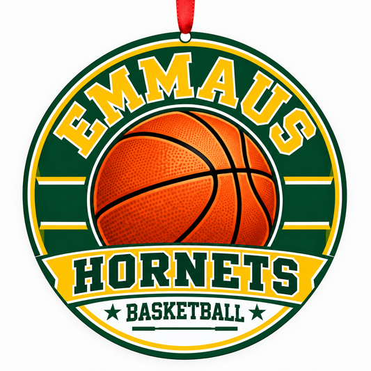 Emmaus High School Hornets basketball Christmas ornament mockup
