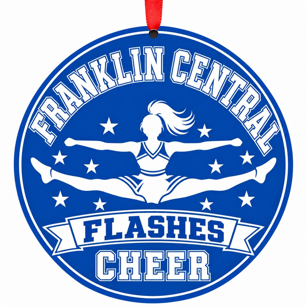 Franklin Central High School Flashes cheer Toe-Touch Jump Christmas ornament