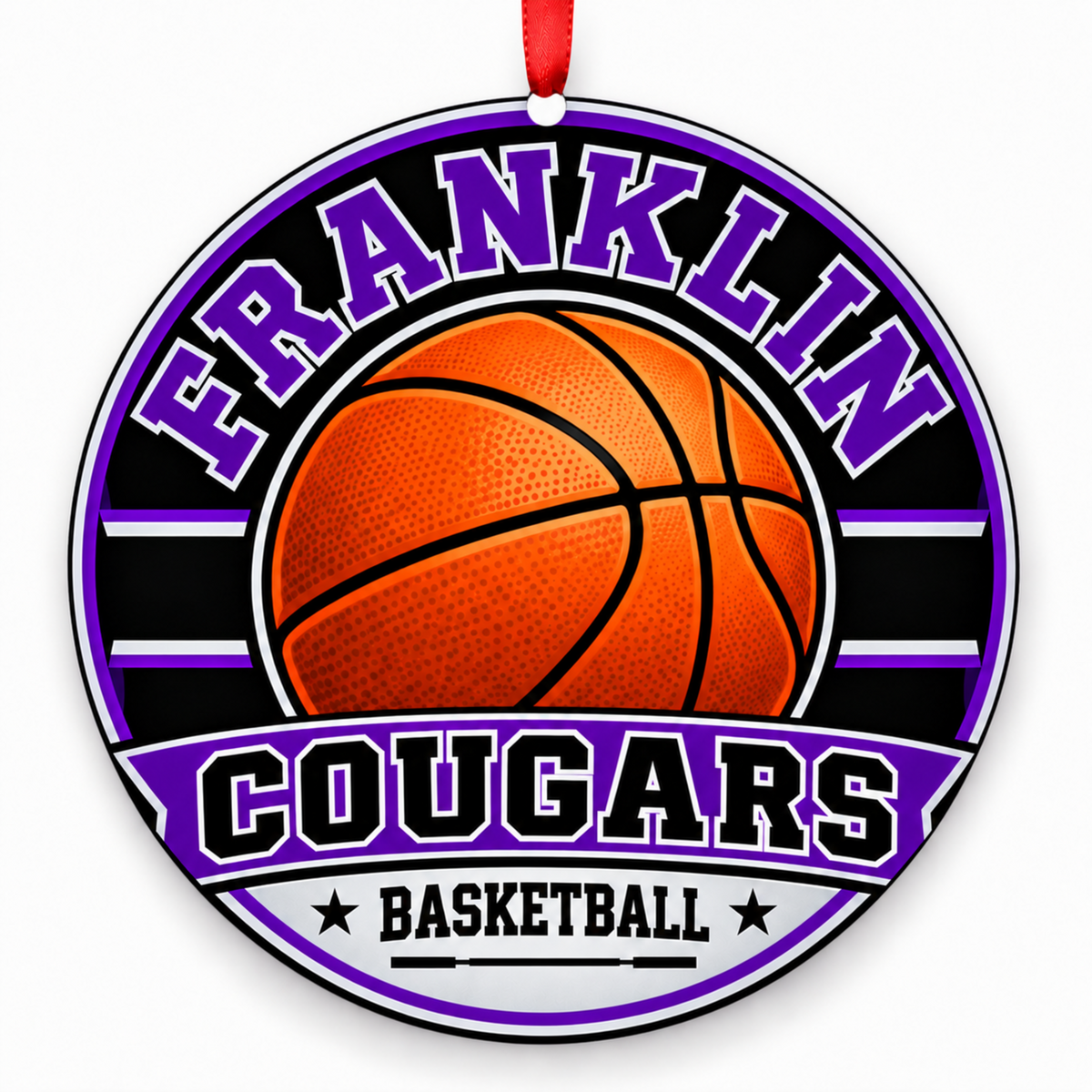 Franklin High School Cougars basketball Christmas ornament mockup