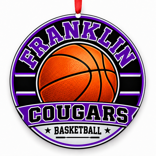 Franklin High School Cougars basketball Christmas ornament mockup