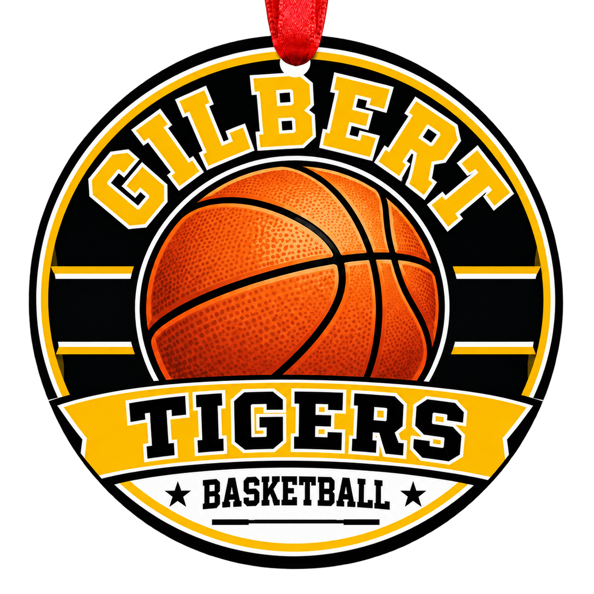 Gilbert Tigers basketball Christmas ornament, Classic design, Gilbert, Arizona