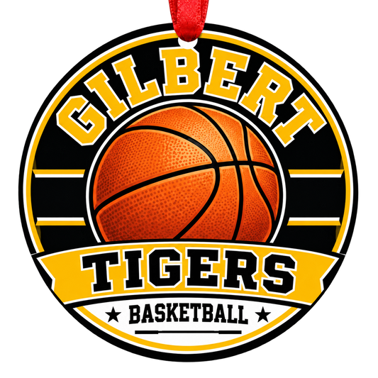 Gilbert Tigers basketball Christmas ornament, Classic design, Gilbert, Arizona
