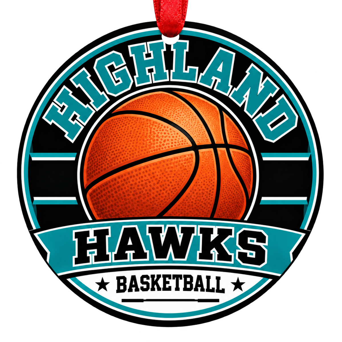 Highland Hawks basketball Christmas ornament, Classic design, Gilbert, Arizona