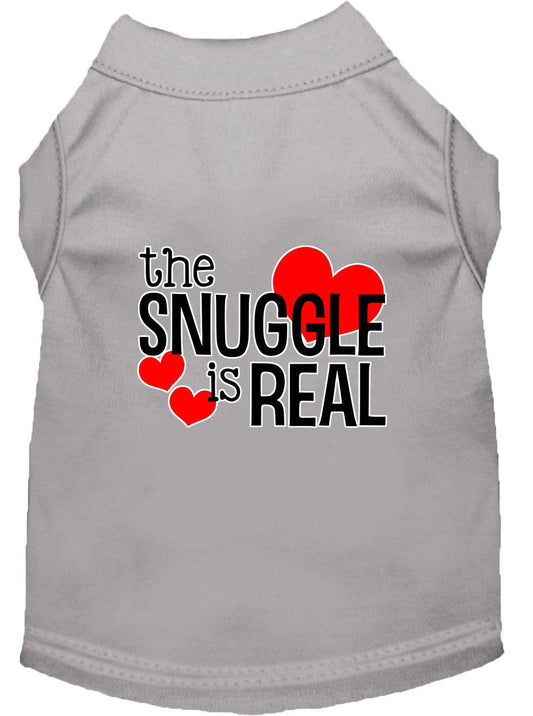 Pet Dog & Cat Shirt Screen Printed, "The Snuggle Is Real"