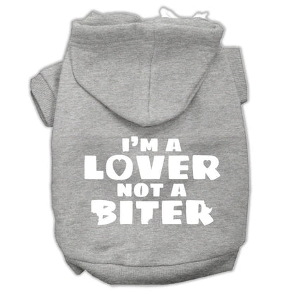 Pet, Dog & Cat Hoodie Screen Printed, "I'm A Lover, Not A Biter"
