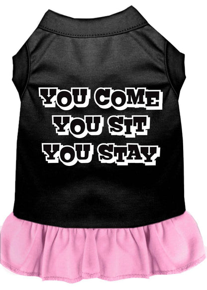 Pet Dog & Cat Dress Screen Printed, "You Come, You Sit, You Stay"