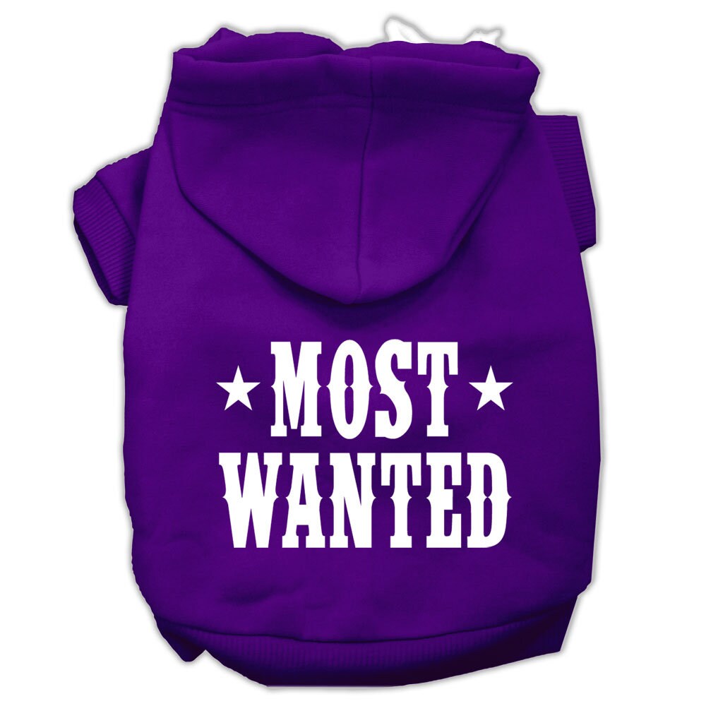 Pet Dog & Cat Hoodie Screen Printed, "Most Wanted"