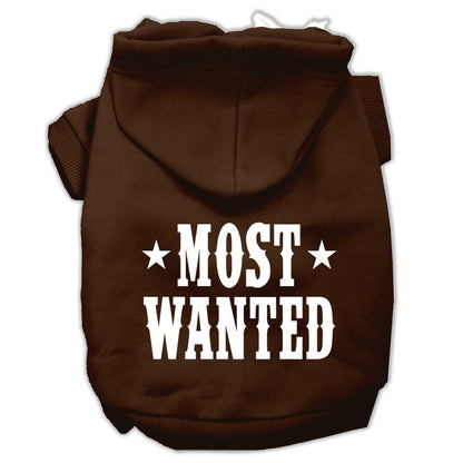 Pet Dog & Cat Hoodie Screen Printed, "Most Wanted"