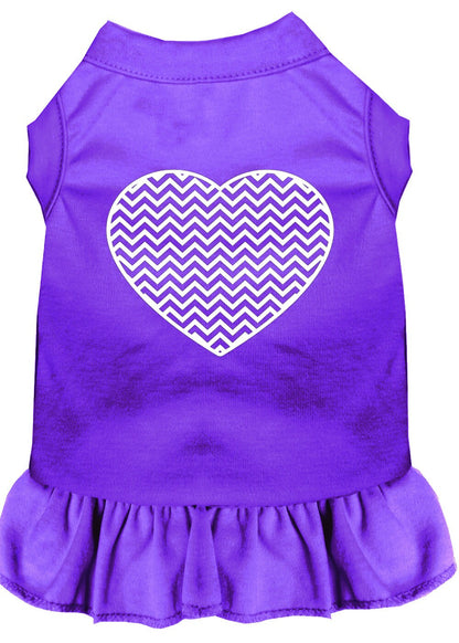 Pet Dog & Cat Dress Screen Printed, "Chevron Heart"