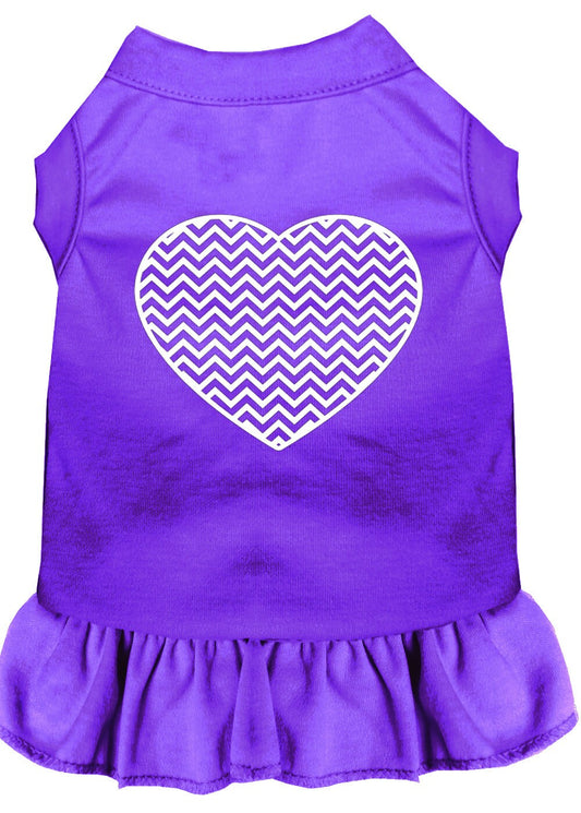 Pet Dog & Cat Dress Screen Printed, "Chevron Heart"