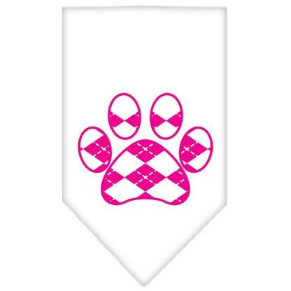 Pet and Dog Bandana Screen Printed, "Pink Argyle Paw"