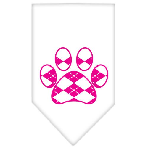 Pet and Dog Bandana Screen Printed, "Pink Argyle Paw"