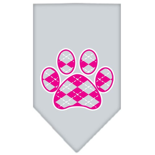 Pet and Dog Bandana Screen Printed, "Pink Argyle Paw"