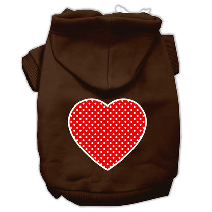 Pet Dog & Cat Hoodie Screen Printed, "Red Swiss Dots Heart"