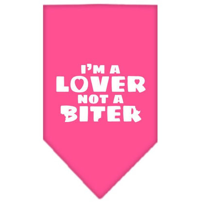 Pet and Dog Bandana Screen Printed, "I'm a Lover, Not A Biter"