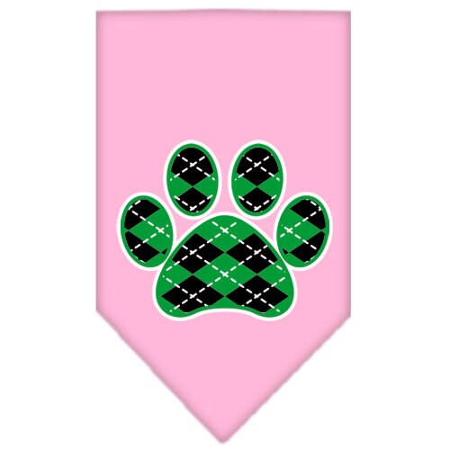 Pet and Dog Bandana Screen Printed, "Green Argyle Paw"