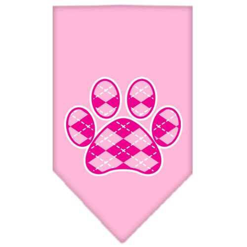 Pet and Dog Bandana Screen Printed, "Pink Argyle Paw"