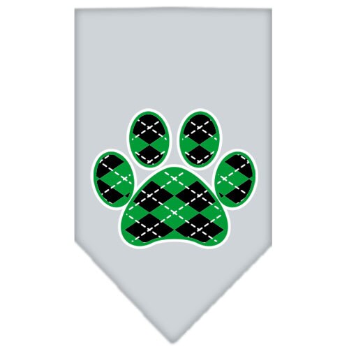 Pet and Dog Bandana Screen Printed, "Green Argyle Paw"