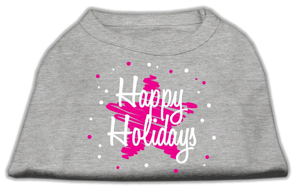 Christmas Screenprinted Dog Shirt, "Scribble Happy Holidays"