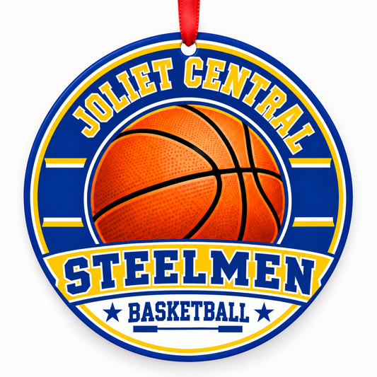 Joliet Central High School Steelmen basketball Christmas ornament mockup