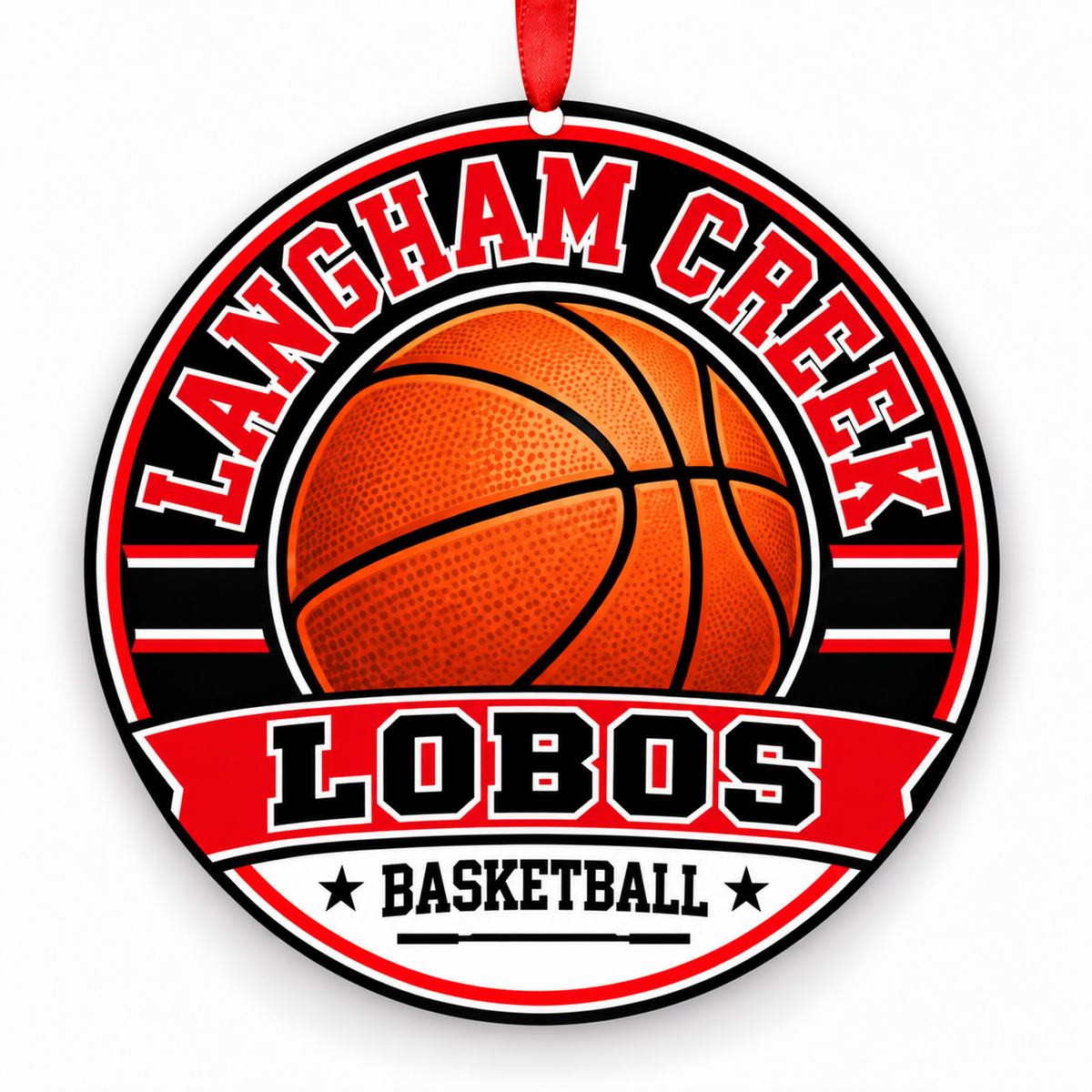 Langham Creek High School Lobos basketball Christmas ornament mockup