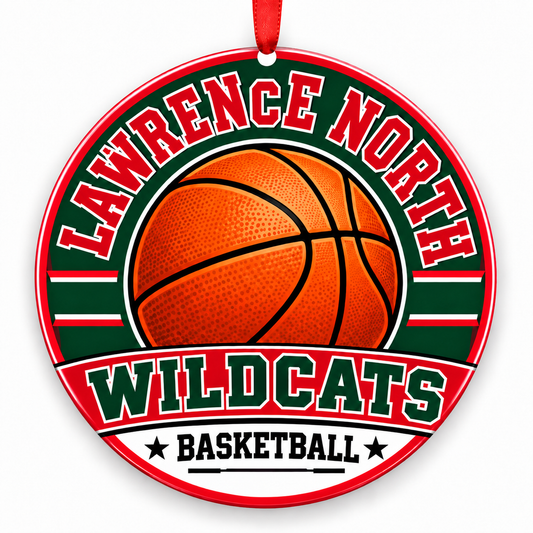 Lawrence North High School Wildcats basketball Christmas ornament mockup