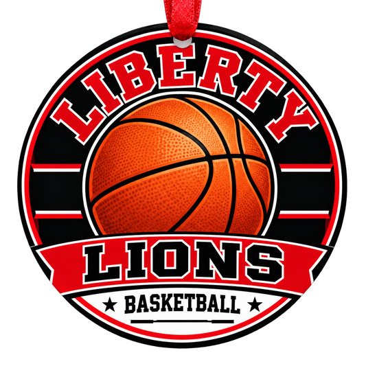 Liberty Lions basketball Christmas ornament, Classic design, Peoria, Arizona