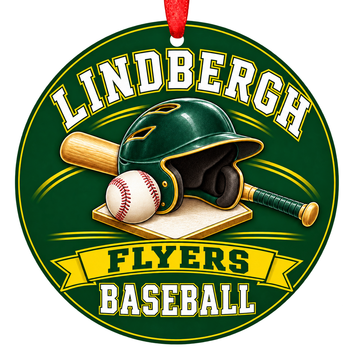 Lindbergh Flyers Baseball ornament — Helmet and Bat