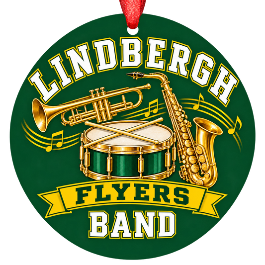 Lindbergh Flyers band Christmas ornament in green and gold